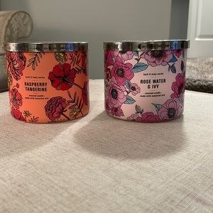 Bath & Body Works Raspberry Tangerine and Rose Water & Ivy Candles